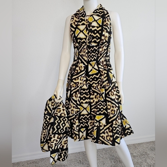 WOMEN LONG SMOCKED HALTER SHORT DRESS - Picture 1 of 4